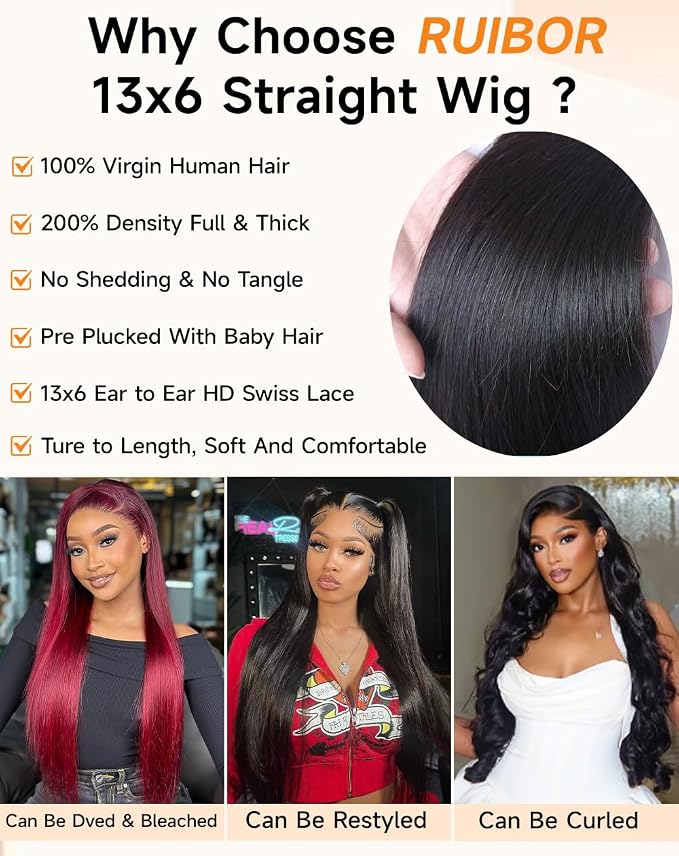 13x6 Lace Front Wigs Human Hair Straight Human Hair Wig - 图片 4