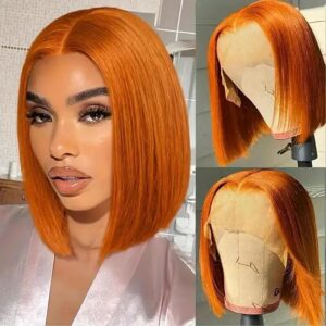 Ginger Orange Bob Wig Human Hair 13x4 HD Lace Front Wigs