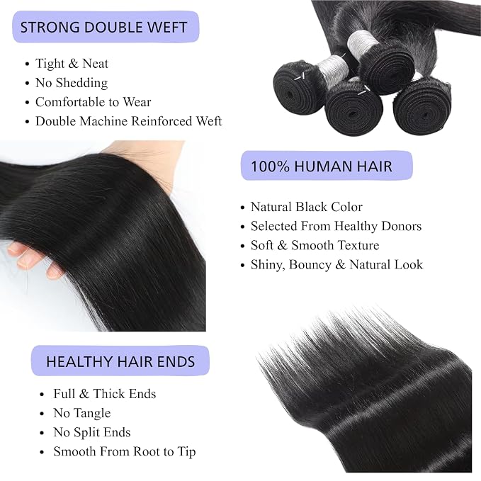 Human Hair BundlesVirgin Hair Quick Weave3 Bundles - 图片 5